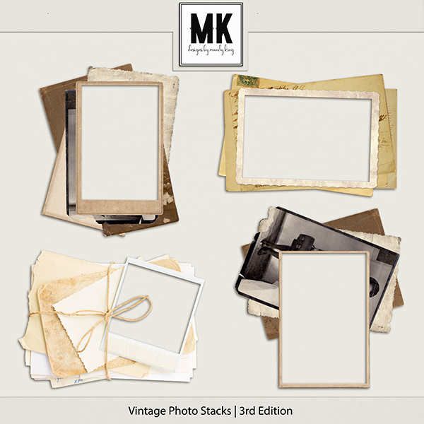 Vintage Photo Stacks 3 Digital Art - Digital Scrapbooking Kits