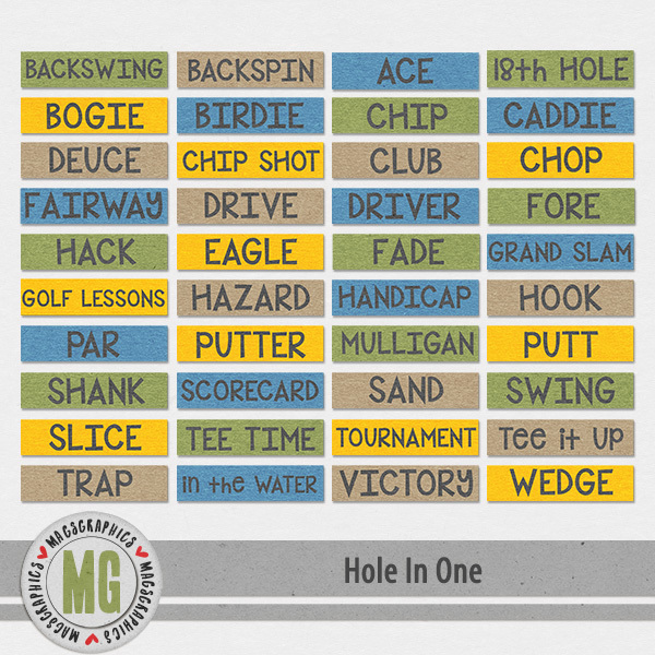 Hole In One Word Tags Digital Art - Digital Scrapbooking Kits