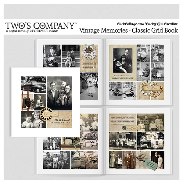 Vintage Memories - Classic Grid Book Digital Art - Digital Scrapbooking Kits