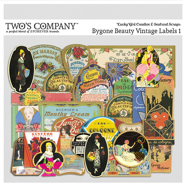 Bygone Beauty Vintage Labels 1 Digital Art - Digital Scrapbooking Kits