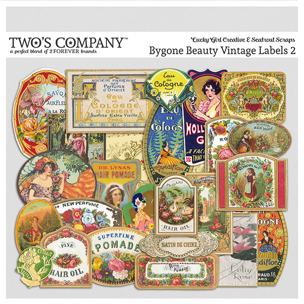 Bygone Beauty Vintage Labels 2 Digital Art - Digital Scrapbooking Kits