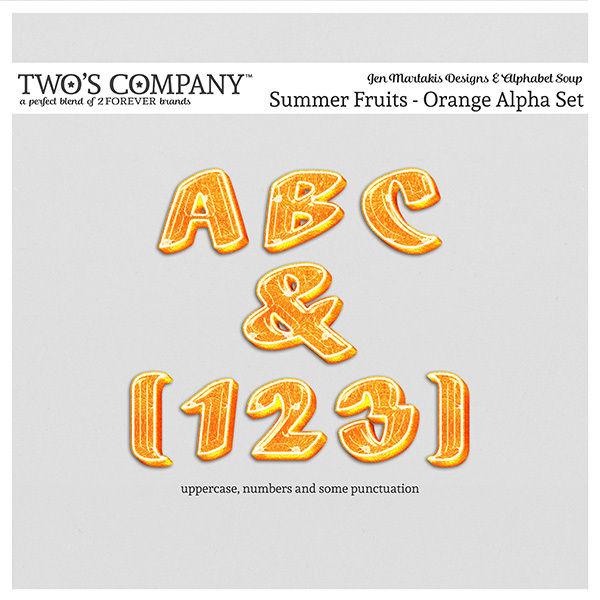 Summer Fruits Orange Alpha Set Digital Art - Digital Scrapbooking Kits