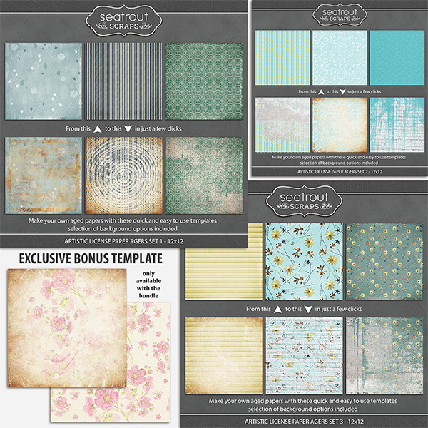 Artistic License Paper Agers - 12x12 Digital Art - Digital Scrapbooking Kits