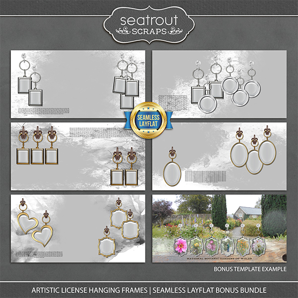 Artistic License Hanging Frames Seamless Layflat Bonus Bundle Digital Art - Digital Scrapbooking Kits