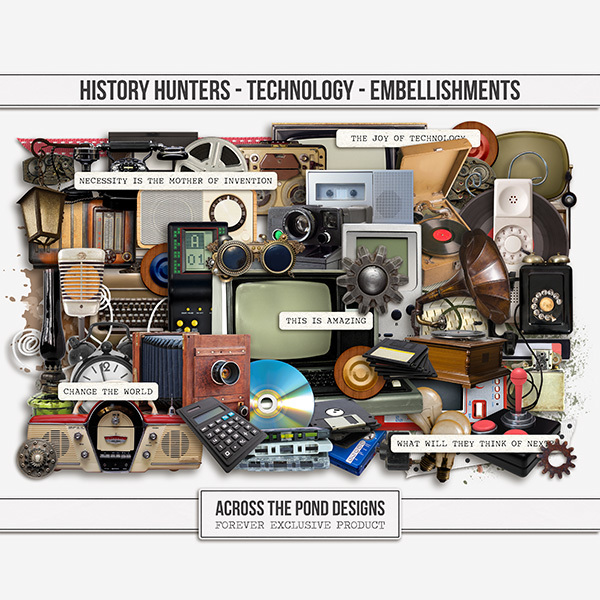 History Hunters - Technology - Embellishments Digital Art - Digital Scrapbooking Kits