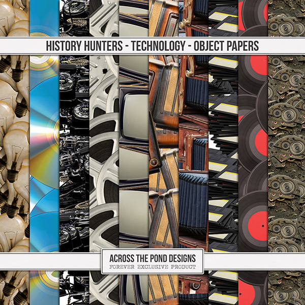 History Hunters - Technology - Object Papers Digital Art - Digital Scrapbooking Kits