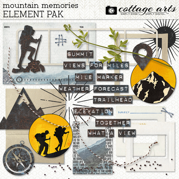 Mountain Memories Element Pak Digital Art - Digital Scrapbooking Kits