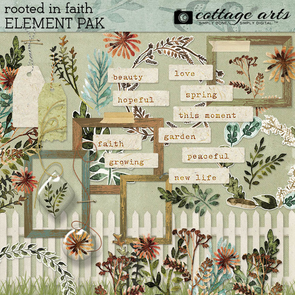 Rooted in Faith Element Pak Digital Art - Digital Scrapbooking Kits