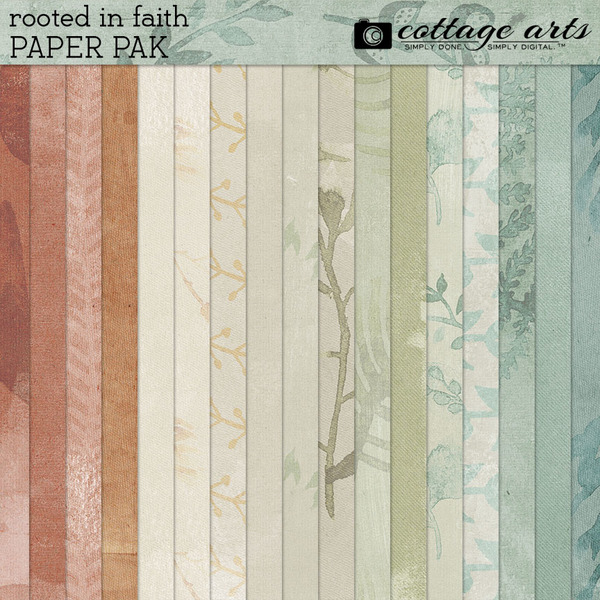 Rooted in Faith Paper Pak Digital Art - Digital Scrapbooking Kits