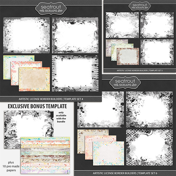 Artistic License Border Builders Bonus Bundle 2 - 11x8.5 Digital Art - Digital Scrapbooking Kits