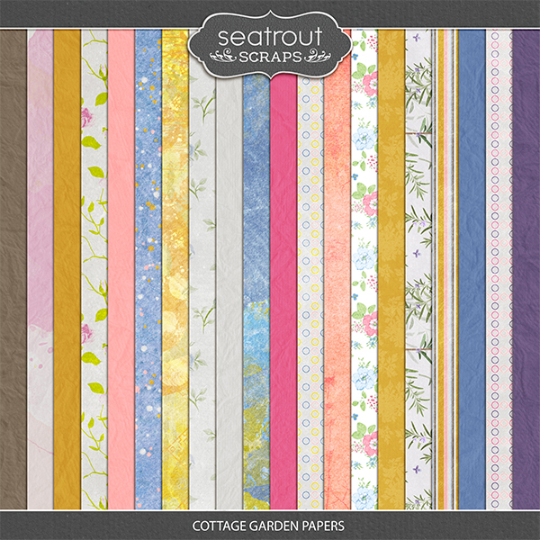Cottage Garden Papers Digital Art - Digital Scrapbooking Kits