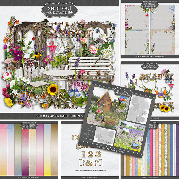 Cottage Garden Bonus Bundle Digital Art - Digital Scrapbooking Kits