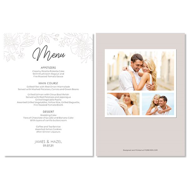 Always & Forever Wedding Menu Card