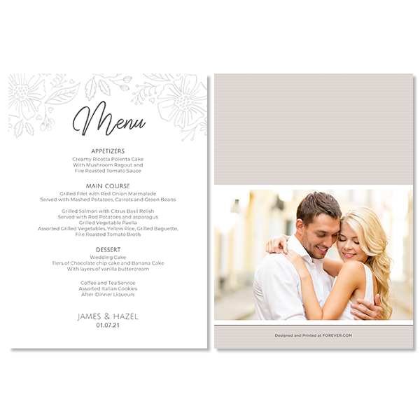 Always & Forever Wedding Menu Card