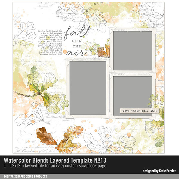 Watercolor Blends Layered Template 13 Digital Art - Digital Scrapbooking Kits