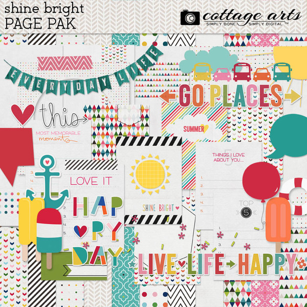 Shine Bright Page Pak Digital Art - Digital Scrapbooking Kits