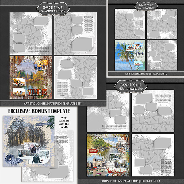 Artistic License Shattered Bonus Bundle - 12x12 Digital Art - Digital Scrapbooking Kits