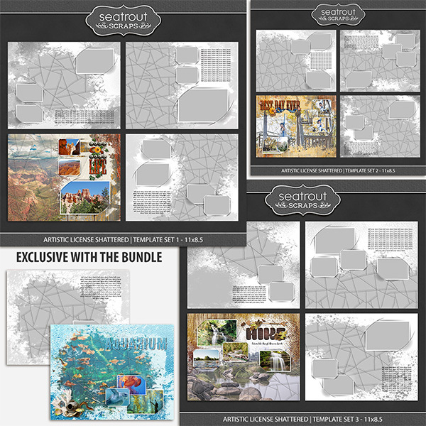 Artistic License Shattered Bonus Bundle - 11x8.5 Digital Art - Digital Scrapbooking Kits