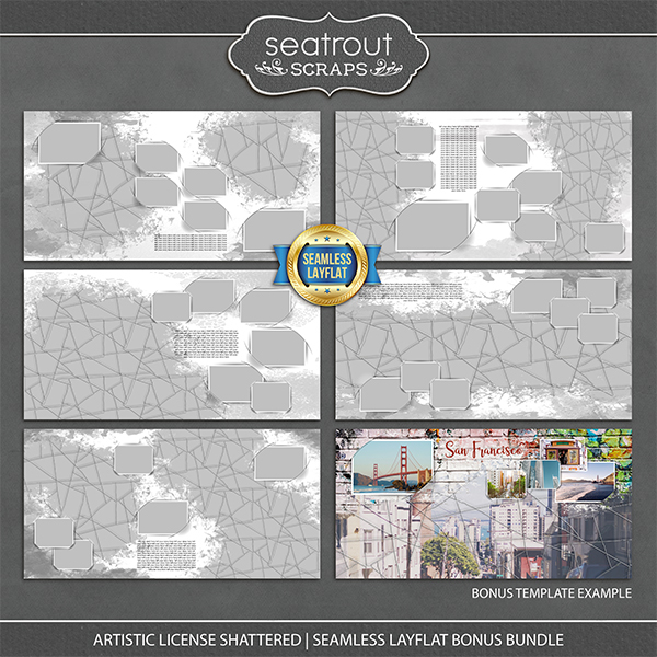 Artistic License Shattered Seamless Layflat Bonus Bundle Digital Art - Digital Scrapbooking Kits
