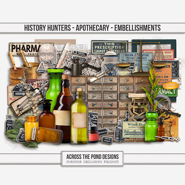 History Hunters - Apothecary - Embellishments Digital Art - Digital Scrapbooking Kits