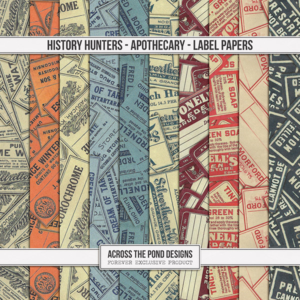 History Hunters - Apothecary - Label Papers Digital Art - Digital Scrapbooking Kits