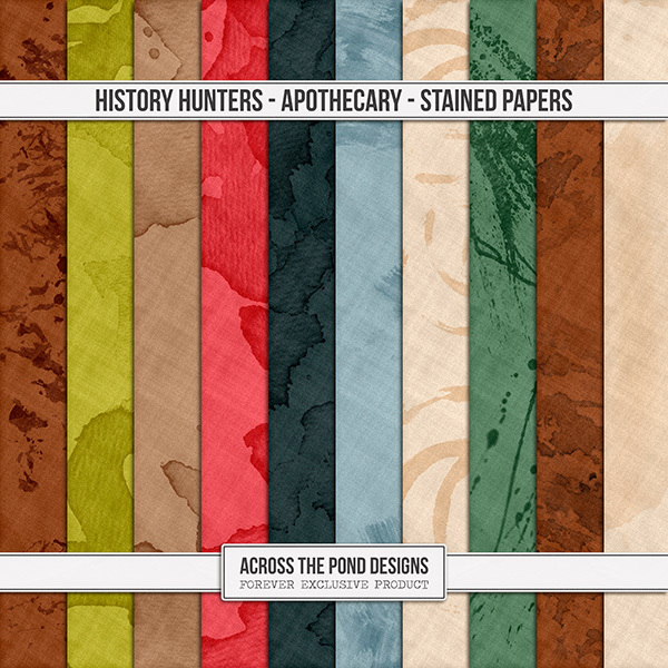History Hunters - Apothecary - Stained Papers Digital Art - Digital Scrapbooking Kits