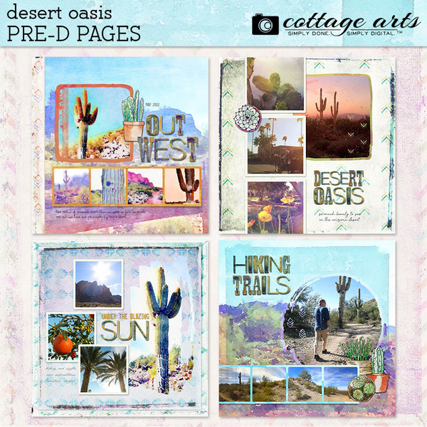 Desert Oasis Pre-designed Pages Digital Art - Digital Scrapbooking Kits