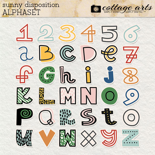 Sunny Disposition AlphaSet Digital Art - Digital Scrapbooking Kits