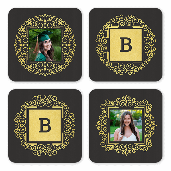 Monogram & Gold Coasters Coaster Set