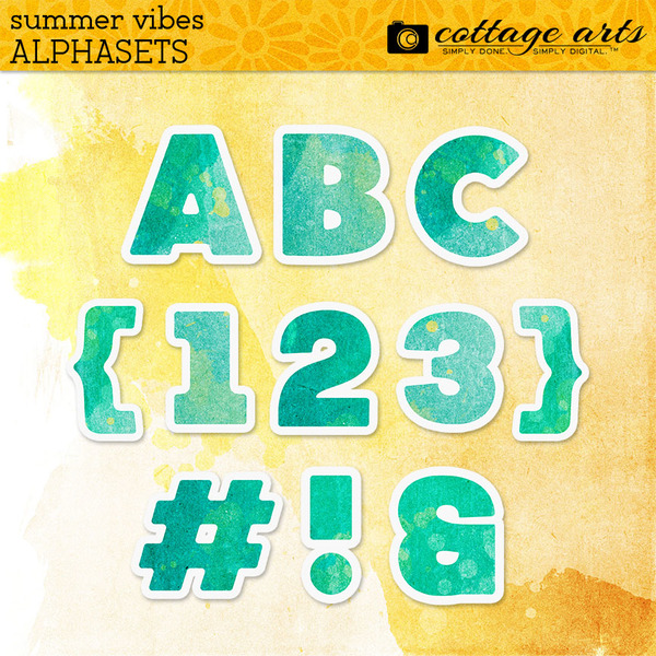 Summer Vibes AlphaSet Digital Art - Digital Scrapbooking Kits