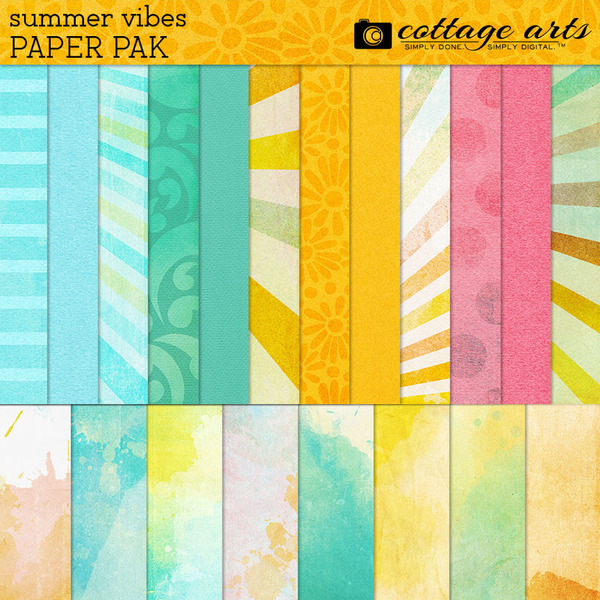 Summer Vibes Paper Pak Digital Art - Digital Scrapbooking Kits