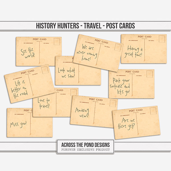 History Hunters - Travel - Post Cards Digital Art - Digital Scrapbooking Kits