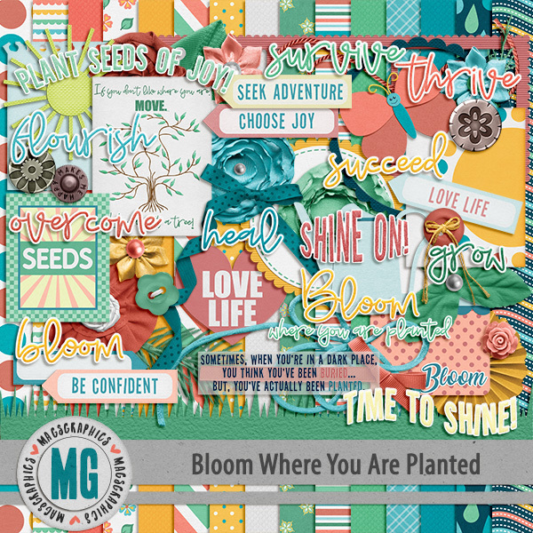 Bloom Where You Are Planted Kit Digital Art - Digital Scrapbooking Kits