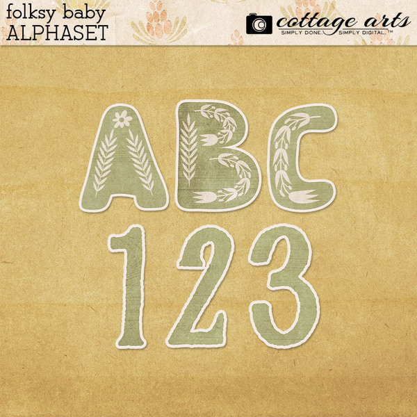 Folksy Baby AlphaSet Digital Art - Digital Scrapbooking Kits