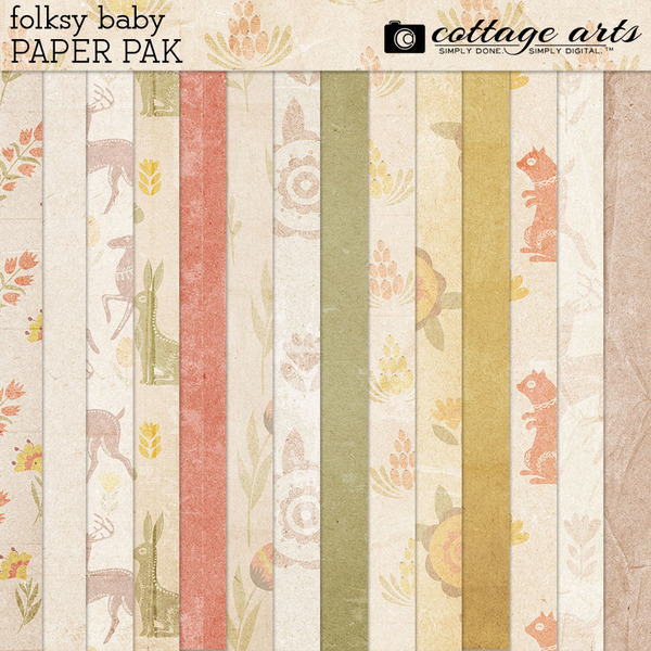 Folksy Baby Paper Pak Digital Art - Digital Scrapbooking Kits
