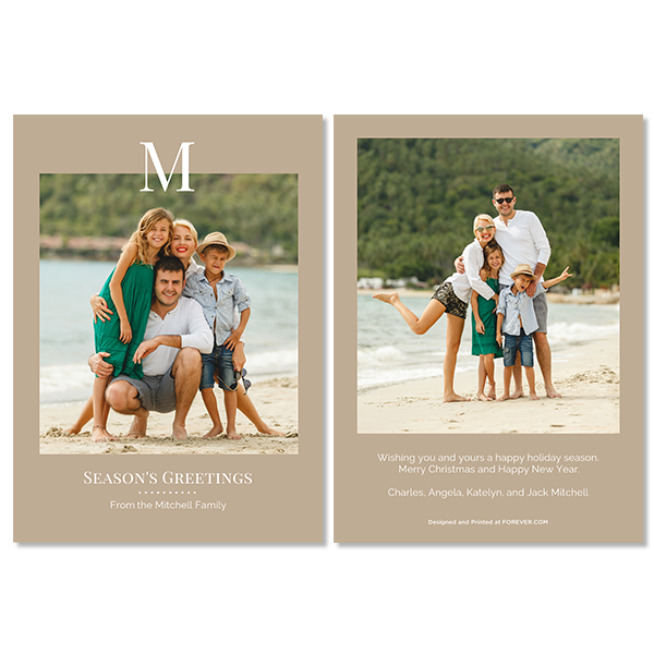 Khaki Monochromatic Monogram Card