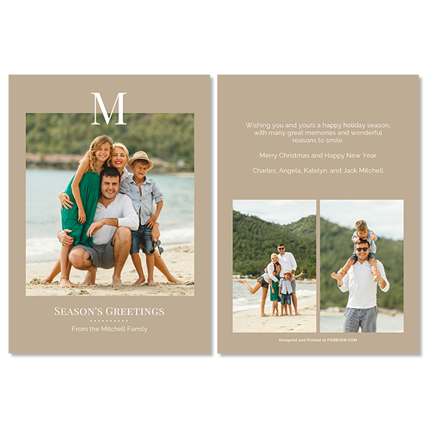 Khaki Monochromatic Monogram Card