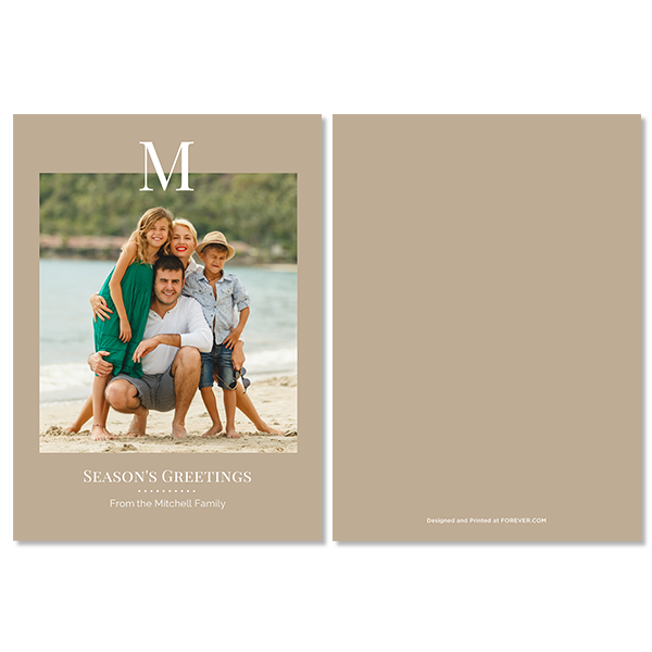 Khaki Monochromatic Monogram Card
