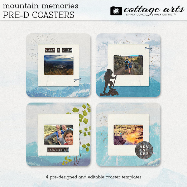 Mountain Memories Pre-designed Coasters Digital Art - Digital Scrapbooking Kits