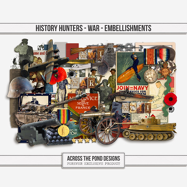 History Hunters - War - Embellishments Digital Art - Digital Scrapbooking Kits
