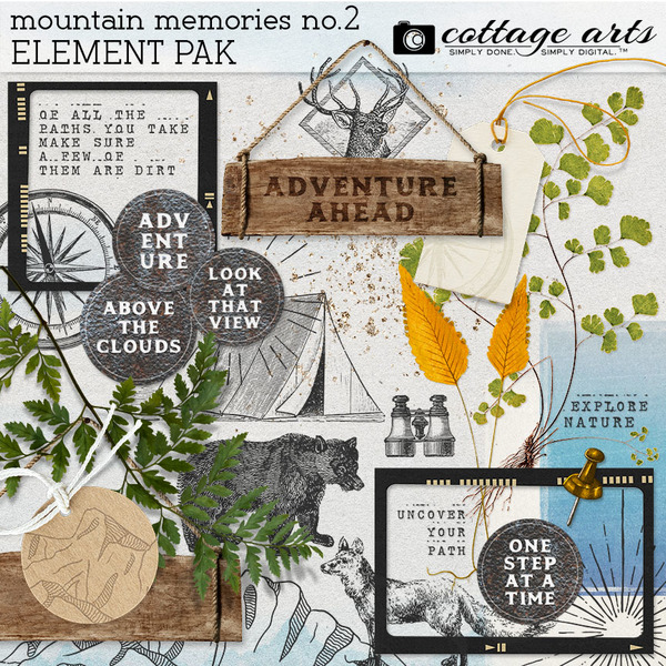 Mountain Memories 2 Element Pak Digital Art - Digital Scrapbooking Kits