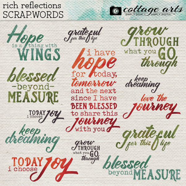 Rich Reflections Scrap.Words Digital Art - Digital Scrapbooking Kits