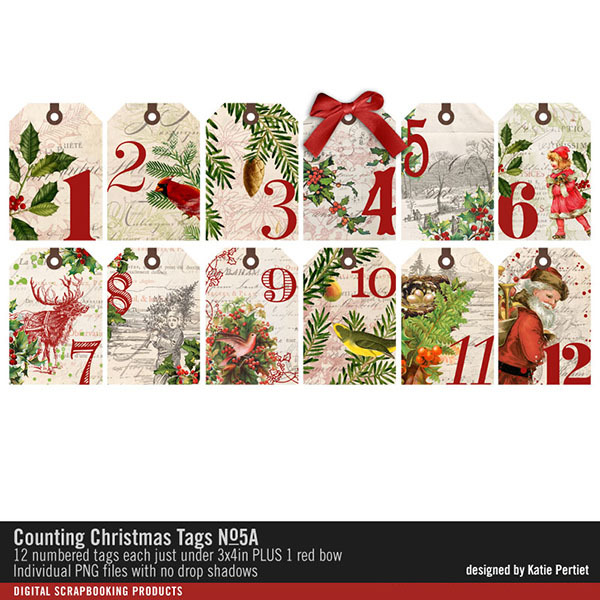 Counting Christmas Tags 05A Digital Art - Digital Scrapbooking Kits