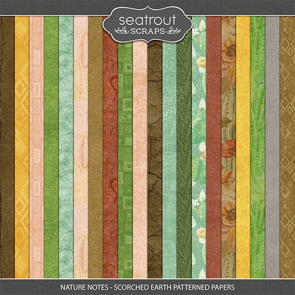 Nature Notes - Scorched Earth Patterned Papers Digital Art - Digital Scrapbooking Kits