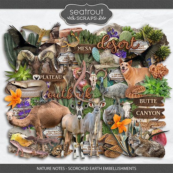 Nature Notes - Scorched Earth Embellishments Digital Art - Digital Scrapbooking Kits