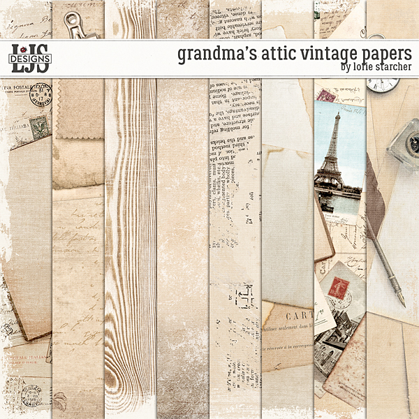 Grandma's Attic Vintage Papers Digital Art - Digital Scrapbooking Kits