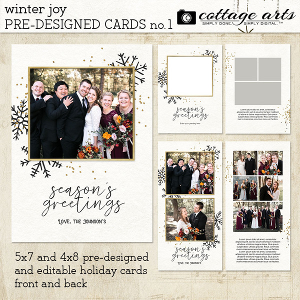 Winter Joy Pre-designed Cards 1 Digital Art - Digital Scrapbooking Kits