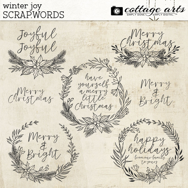 Winter Joy Scrap.Words Digital Art - Digital Scrapbooking Kits