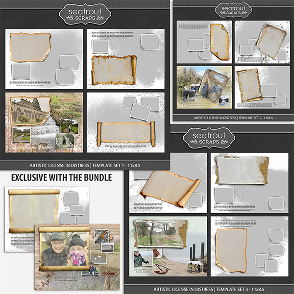 Artistic License In Distress Bonus Bundle - 11x8.5 Digital Art - Digital Scrapbooking Kits