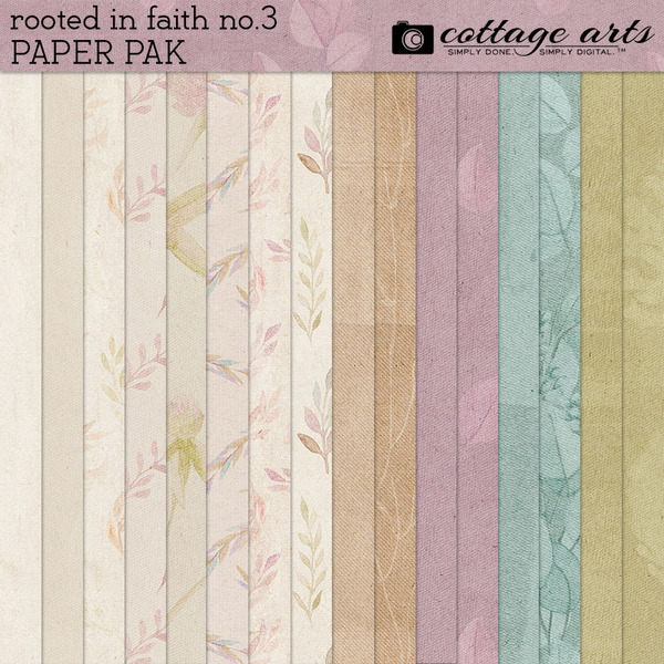 Rooted in Faith 3 Paper Pak Digital Art - Digital Scrapbooking Kits